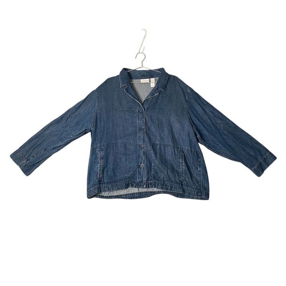 Elisabeth by Liz Claiborne Women's 3XL Blue Denim Jacket Casual Plus Size